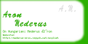 aron mederus business card